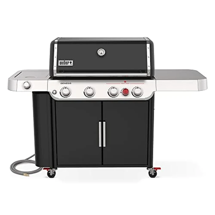 Weber Genesis E-435 Natural Gas Grill for Outdoor Cooking, 4 Burners and 1 Side Burner, Black - Porcelain-Enameled, Cast-Iron Grates, PureBlu, Sear Zone by Weber - Used - Good condition - US$1226.12