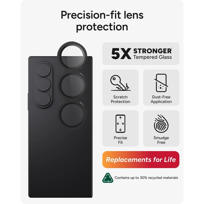 ZAGG Glass Elite Anti-Reflective Samsung Galaxy Z Fold7 Camera Lens Protector - Anti-Glare Technology, Maximum Impact & Scratch Resistance, InvisibleShield, Smudge-Free Surface, Recycled Materials by ZAGG - Image 2