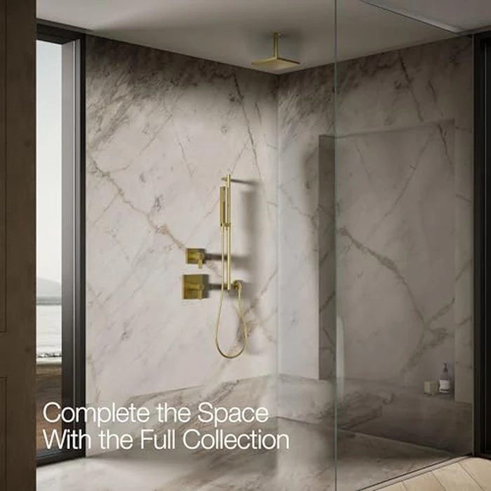KOHLER K-26148-G-2MB Honesty Square Rainhead, 1.75 GPM, 8" Brass Rain Shower Head, Powerful Rain Spray, Durable Construction, Contemporary Look, Vibrant Brushed Moderne Brass by Kohler - Image 6