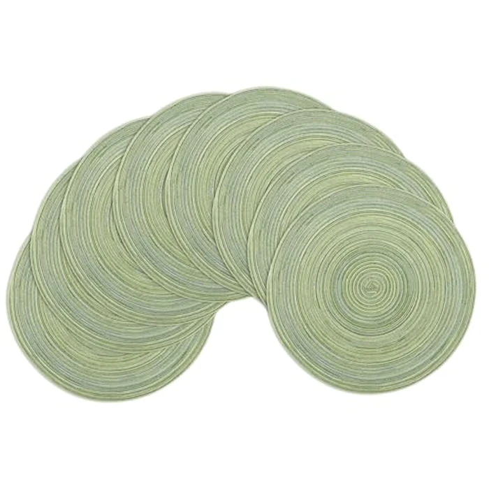 Winknowl Braided Round Placemats, Set of 8 Washable Woven Heat Resistant Table Mats for Kitchen Dining Tables 15 inch Round Place Mats (Pea Green,8) by Winknowl - Image 1