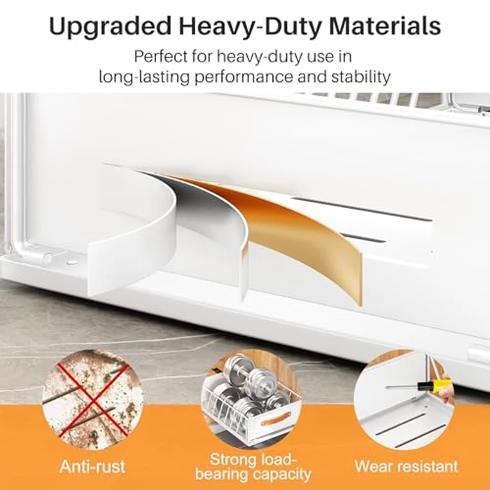 Pull out Cabinet Organizer,Heavy Duty Slide out Pantry Shelves Drawer Storage with Adhesive Nano Film,Sliding Mesh Cabinet Basket with Handle for Kitchen, Bathroom, Home, 9.8"W X 15.7"D X 6.2"H,White by Kitstorack - Image 6