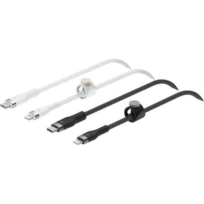 Belkin BoostCharge Pro Flex USB-C to Lightning Cable 2M (2-Pack) - Black/White by Belkin - Refurbished - Brand New condition