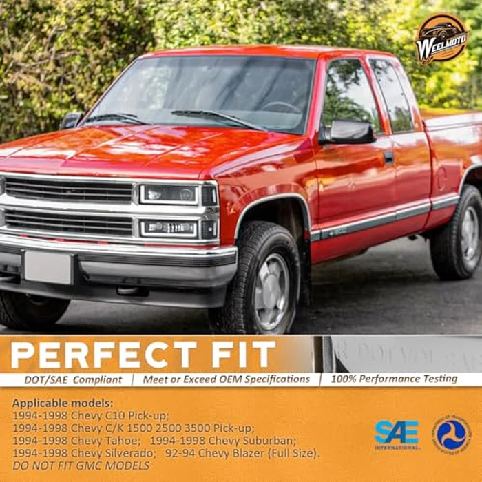 WEELMOTO LED Projector Headlights for 1994-1998 Chevy C10 C/K 1500/2500/3500 Silverado Suburban Tahoe 92-94 Blazer Headlamp Replacement with Corner & Bumper Light Black Housing by WEELMOTO - Image 2