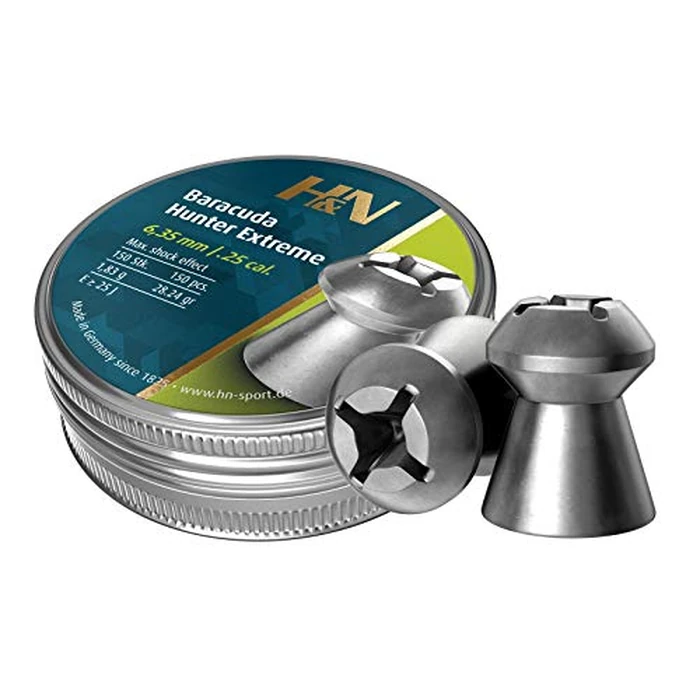 Haendler & Natermann H&N Baracuda Hunter Extreme Pellets, .25 Cal, 28.24 Grains, Hollowpoint, 150 Count (Pack of 1), Multi, Model:HN-92166350001B by H&N Sport - Used - Like New condition - US$12.02