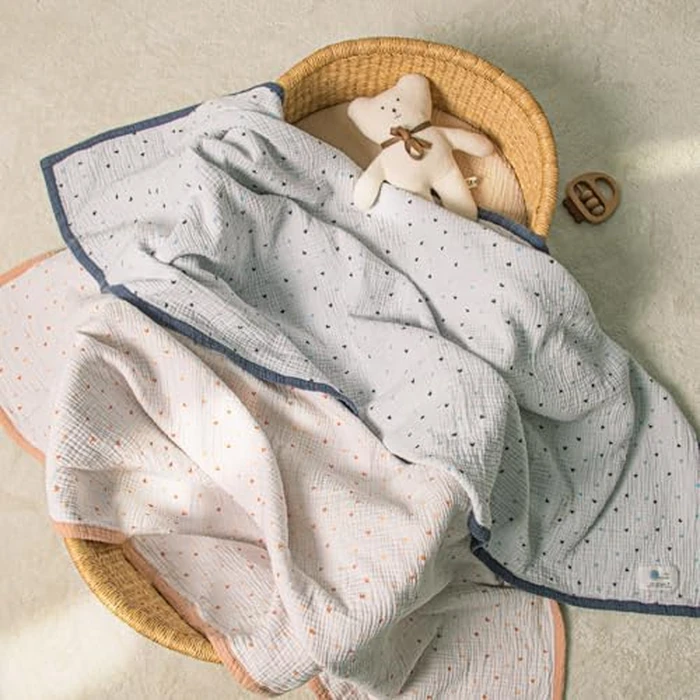 lulumoon Muslin Baby Blanket Neutral: Lightweight Cotton Blanket with Woodland - Ideal for Newborn to Toddler 47"x47" (Pine Forest) by lulumoon - Image 6