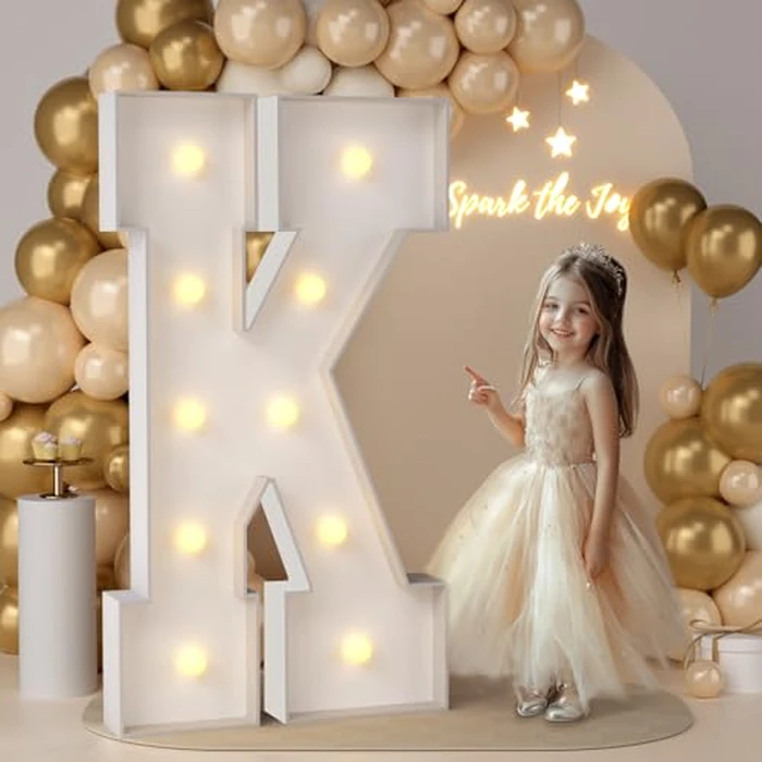JoyMuse 4FT Marquee Light Up Letters,Large Marquee Letters 4 Feet Tall for Marry Me Proposal Decorations Big 4FT Letters with Lights for Baby Shower Party Decor, Letter K by JoyMuse - Image 1
