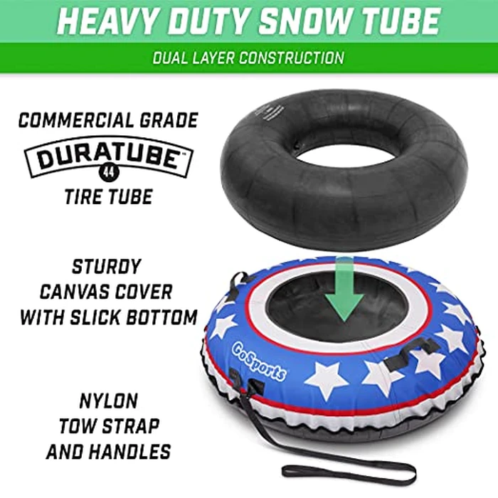 GoSports 44 Inch Heavy-Duty Winter Snow Tube with Premium Canvas Cover - Commercial Grade Sled - Stars & Stripes by GoSports - Image 2