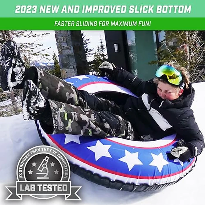 GoSports 44 Inch Heavy-Duty Winter Snow Tube with Premium Canvas Cover - Commercial Grade Sled - Stars & Stripes by GoSports - Image 3