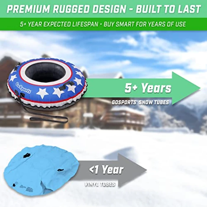 GoSports 44 Inch Heavy-Duty Winter Snow Tube with Premium Canvas Cover - Commercial Grade Sled - Stars & Stripes by GoSports - Image 4