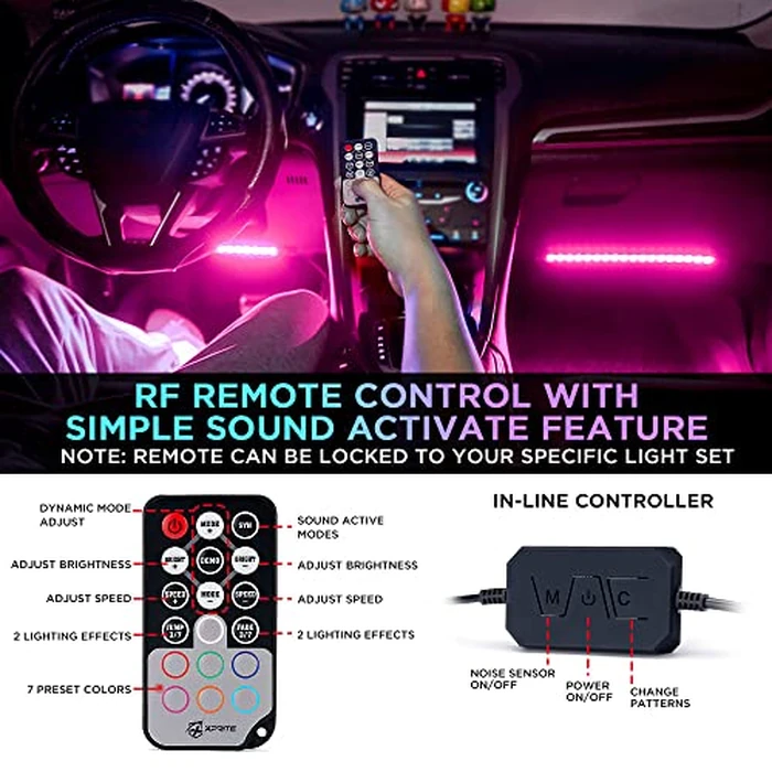 Xprite Upgraded 144LED RGB Interior Car Lights with Smart App Control/Wireless Remote Control, Music Sync Mode, DIY Mode and Multiple Scene Options, Universal for Cars Truck ATV UTV(4pcs) by Xprite - Image 5