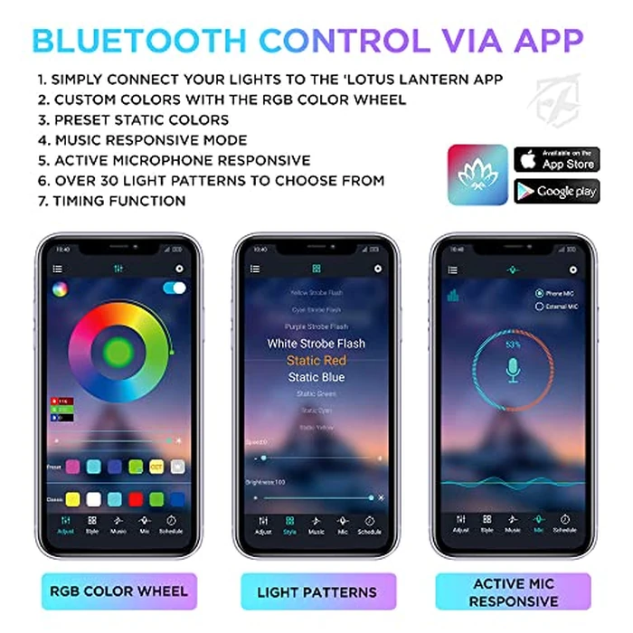 Xprite Upgraded 144LED RGB Interior Car Lights with Smart App Control/Wireless Remote Control, Music Sync Mode, DIY Mode and Multiple Scene Options, Universal for Cars Truck ATV UTV(4pcs) by Xprite - Image 6