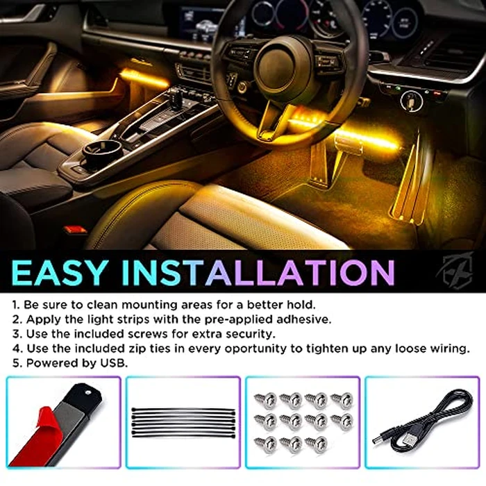 Xprite Upgraded 144LED RGB Interior Car Lights with Smart App Control/Wireless Remote Control, Music Sync Mode, DIY Mode and Multiple Scene Options, Universal for Cars Truck ATV UTV(4pcs) by Xprite - Image 7