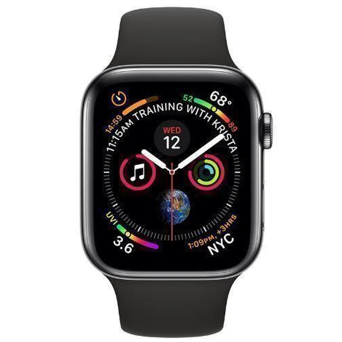Apple Watch Series 4 (Cellular + GPS) - 16GB - 44mm - Space Black Stainless Steel Case with Black Rubber Sport Band by Apple - Refurbished - Excellent condition - US$91.48