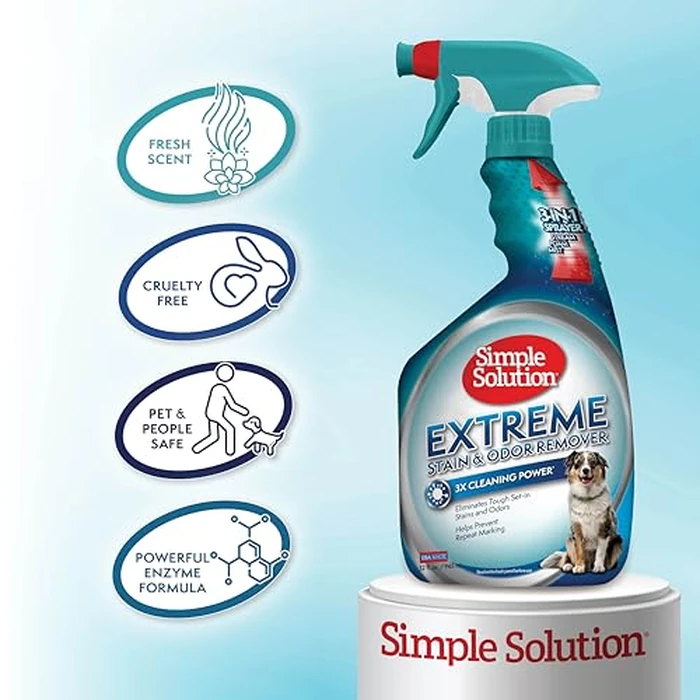 Simple Solution Extreme Pet Stain and Odor Eliminator Spray, Enzymatic Cleaner With 3X Pro-Bacteria Cleaning Power for Dogs & Cats, Strong Urine, Pee and Poop Smell Remover for Carpets & Floors, 32 oz by Simple Solution - Image 5