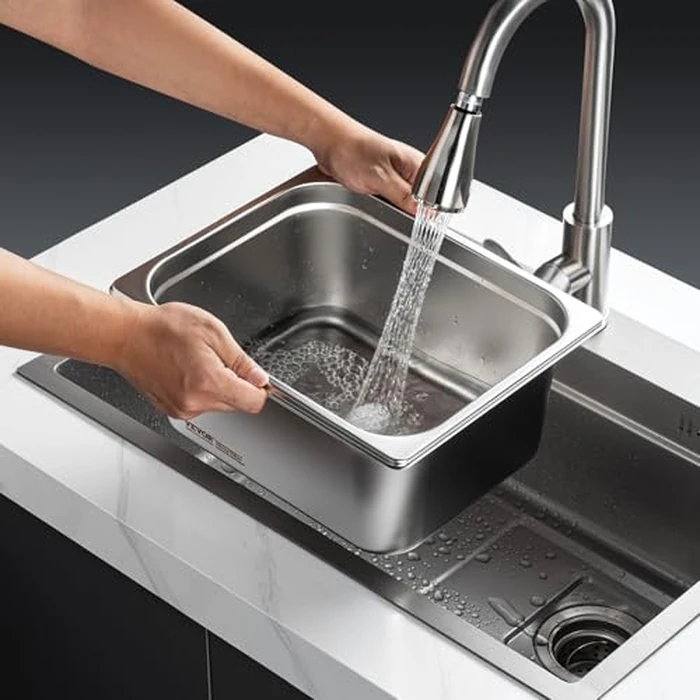 VEVOR 8 Pack Hotel Pans with Lids, 1/2 Size Anti-Jam Steam Pan, 0.8mm Thick Stainless Steel Steam Table Pan, 4-Inch Deep Commercial Table Pan, Catering Storage Food Pan, for Industrial & Scientific by VEVOR - Image 9