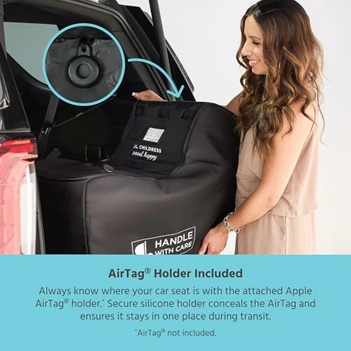 J.L. Childress Padded Infant Car Seat Bag - Travel Bag for Airplane, Fits Most Baby & Infant Car Seats, Compatible with UPPAbaby, Nuna, & Chicco, Airport Accessories, AirTag Compatible- Premier, Black by J.L. Childress - Image 4