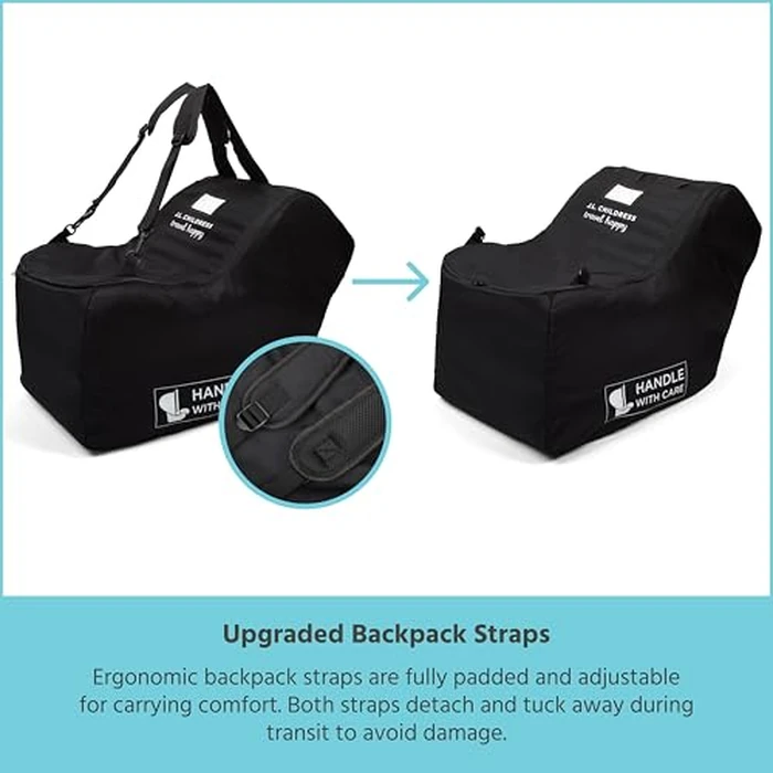 J.L. Childress Padded Infant Car Seat Bag - Travel Bag for Airplane, Fits Most Baby & Infant Car Seats, Compatible with UPPAbaby, Nuna, & Chicco, Airport Accessories, AirTag Compatible- Premier, Black by J.L. Childress - Image 5