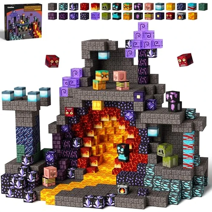 GobiDex Magnetic Blocks, Building Toys Game-Based Build Magwonder Cave World with Magnet Construction Toys STEM Sensory Gift for Boys Girls Birthday by GobiDex - Used - Like New condition - US$17.70