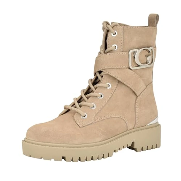 GUESS Women's Orana Combat Boot, Taupe Suede 240, 9 by GUESS - Used - Very Good condition