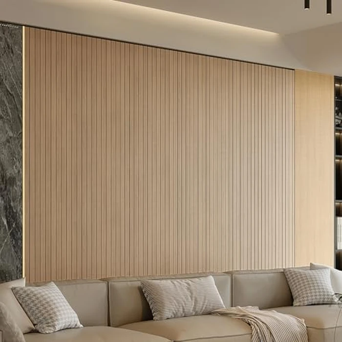 Peel and Stick PVC Slat Wall Panel 236"x15.75" Self-Adhesive Thick Faux Oak Wood Grain Wallpaper Panel 3D Soundproof Wall Panels for Walls & Ceilings by YU LI 3DH - Image 2
