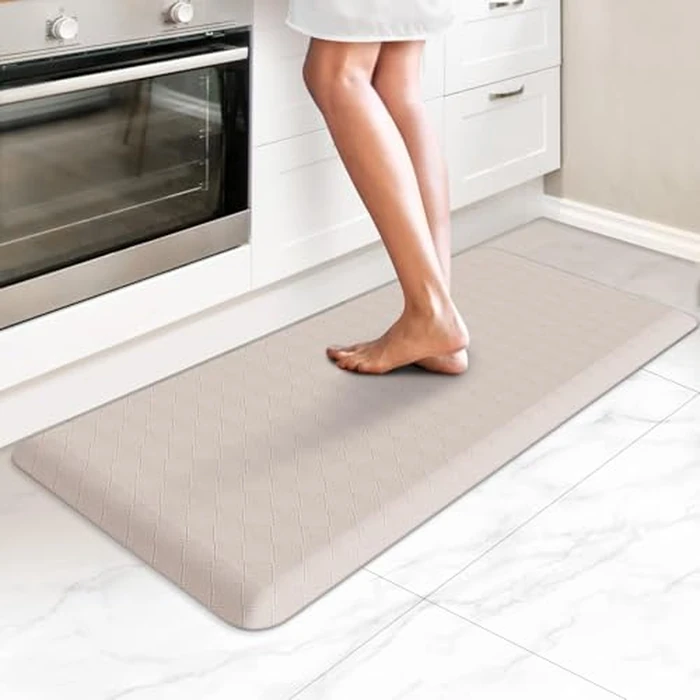 HappyTrends Kitchen Runner Rugs Anti-Fatigue mats - 4/5 Inch Thick Non Slip Waterproof Ergonomic Comfort Mat for Kitchen, Floor Home, Office, Sink, Laundry (17.3"x 39",Khaki) by HappyTrends - Used - Very Good condition - US$27.35