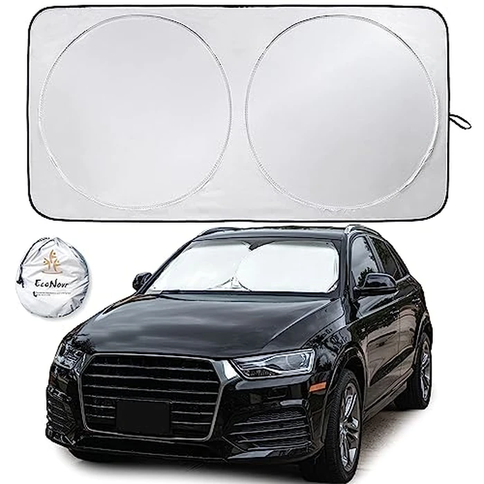 EcoNour Car Windshield Sun Shade | 2025 Upgraded Innovative No-Light-Pass Technology for Maximum Coverage | Foldable Sun Shade Keeps Your Vehicle Cool | Must-Have Car Accessories | Small (59" x 29") by EcoNour - Used - Like New condition