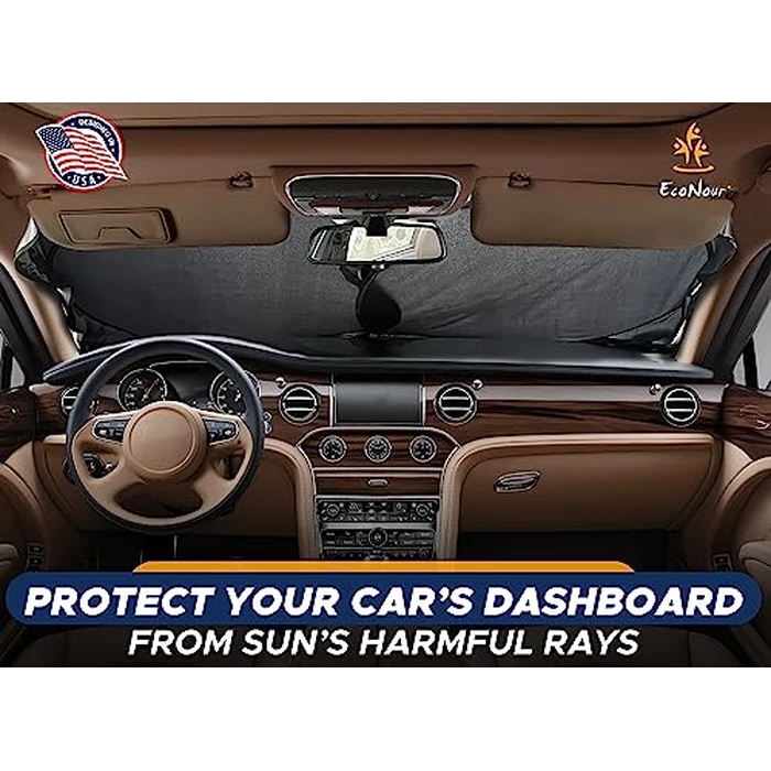 EcoNour Car Windshield Sun Shade | 2025 Upgraded Innovative No-Light-Pass Technology for Maximum Coverage | Foldable Sun Shade Keeps Your Vehicle Cool | Must-Have Car Accessories | Small (59" x 29") by EcoNour - Image 2