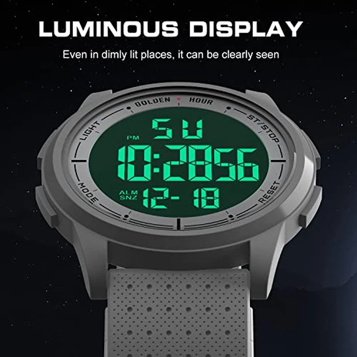 GOLDEN HOUR Ultra-Thin Minimalist Sports Waterproof Digital Watches Men with Wide-Angle Display Rubber Strap Wrist Watch for Men Women in White by GOLDEN HOUR - Image 4