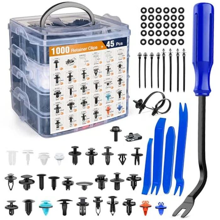 GOOACC 1045Pcs Car Push Retainer Clips & Auto Fasteners Assortment -30 Most Popular Sizes Nylon Bumper Fender Rivets with Fasteners Remover an 10 Cable Ties for Toyota GM Ford Honda Chevy by GOOACC - Used - Very Good condition - US$24.44