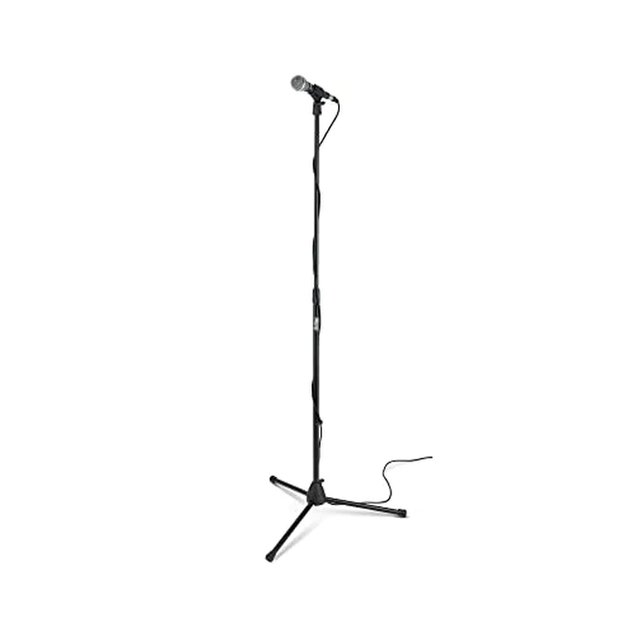 On-Stage MS7700B Tripod-Base Mic Stand (Setup for Vocal and Instrument Microphones, Adjustable Height, 5/8″-27 Threading, Portable, Folding, Nonslip Rubber Feet, Cable Clip, Steel, Black) by OnStage - Image 2