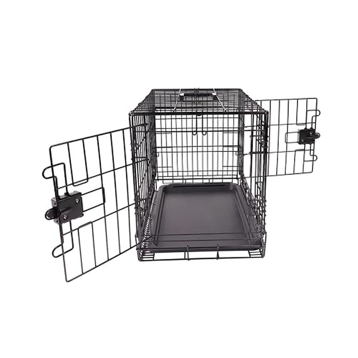 Amazon Basics Portable, Foldable Metal Wire Dog Crate with Removable Tray, Double Door, Divider Panel, 24" x 18" x 20", Black by Amazon Basics - Image 3