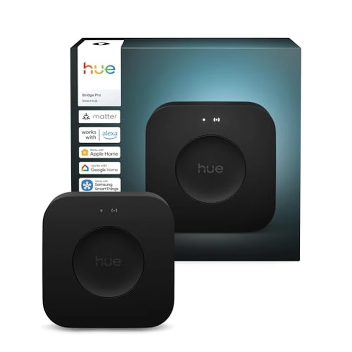 Philips Hue Bridge Pro, Smart Lighting Hub, Wireless, Advanced Encryption, Supports 150+ Lights & 50+ Accessories, Hue Bridge System Works with Apple Home, Alexa, Google, Samsung SmartThings by Philips Hue - Used - Acceptable condition - US$84.40
