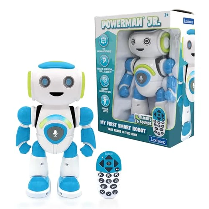 LEXiBOOK - Powerman Jr. Smart Interactive Toy Robot That Reads in The Mind Toy for Kids Dancing Plays Music Animal Quiz STEM Programmable Remote Control Boy Robot Junior Green/Blue - ROB20EN by LEXiBOOK - Image 1