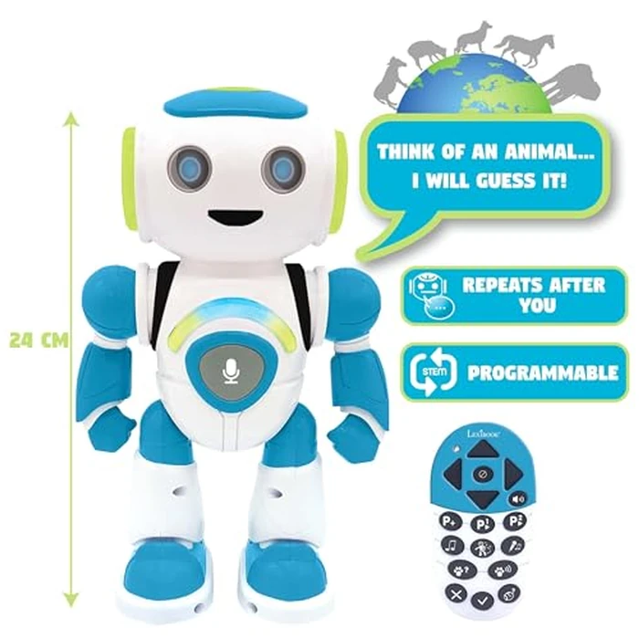 LEXiBOOK - Powerman Jr. Smart Interactive Toy Robot That Reads in The Mind Toy for Kids Dancing Plays Music Animal Quiz STEM Programmable Remote Control Boy Robot Junior Green/Blue - ROB20EN by LEXiBOOK - Image 2
