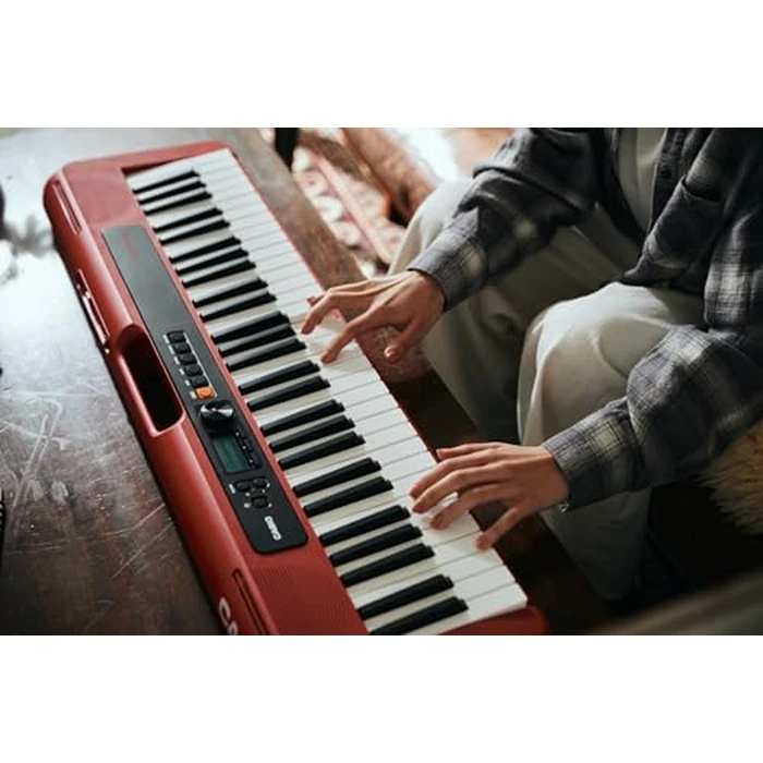 Casio Casiotone CT-S200RD - 61-Key Portable Keyboard for Beginners | 400 Tones, 77 Rhythms, LCD Display, Dance Music Mode, USB-MIDI, Stereo Speakers | Includes Power Supply & Music Rest | Red by Casio - Image 2