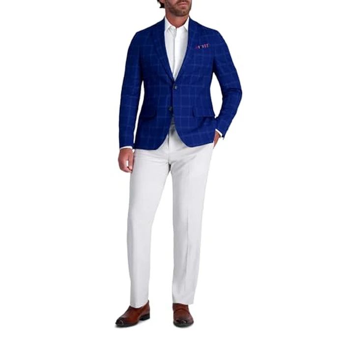 Haggar J.M Slim Fit Slub Windowpane Sport Coat Blazer Indigo by Haggar - Image 2
