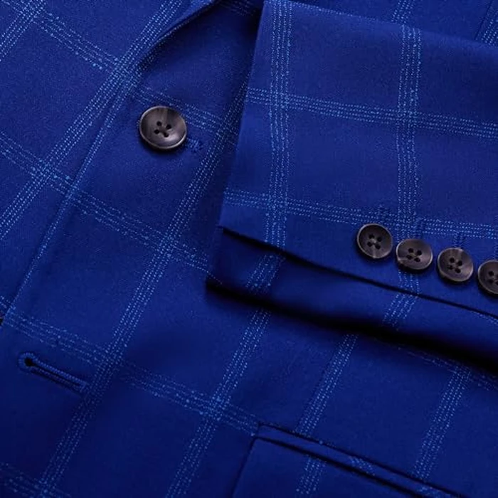 Haggar J.M Slim Fit Slub Windowpane Sport Coat Blazer Indigo by Haggar - Image 3