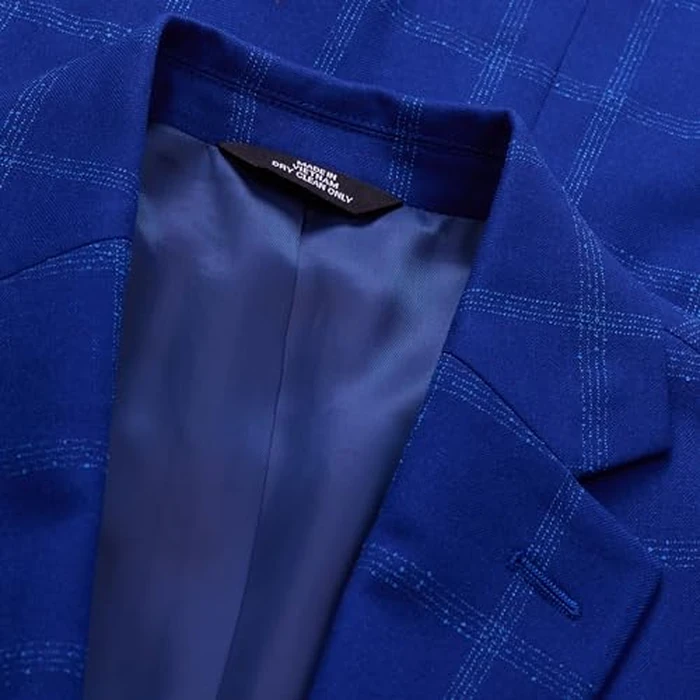 Haggar J.M Slim Fit Slub Windowpane Sport Coat Blazer Indigo by Haggar - Image 4