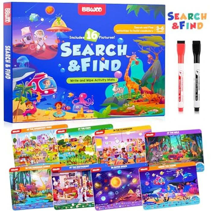 Search and Find Activity Books for Kids Ages 3-5, Travel Games Toys for Car Airplane, Road Trip Activities for Kids Games 4-8, Preschool Learning Activities, Educational Seek Game,Gifts for Boys Girls by BBWOO - Used - Like New condition