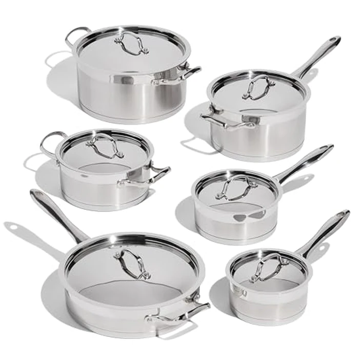 Lagostina Moderna 12-Piece Stainless Steel Cookware Set, Commercial Capsule Base, Induction Safe Pots and Pan Set Includes Saucepan, Casserole, Dutch Oven & Lids, Oven Safe up to 400 degreesF / 204ºC by Lagostina - Image 1