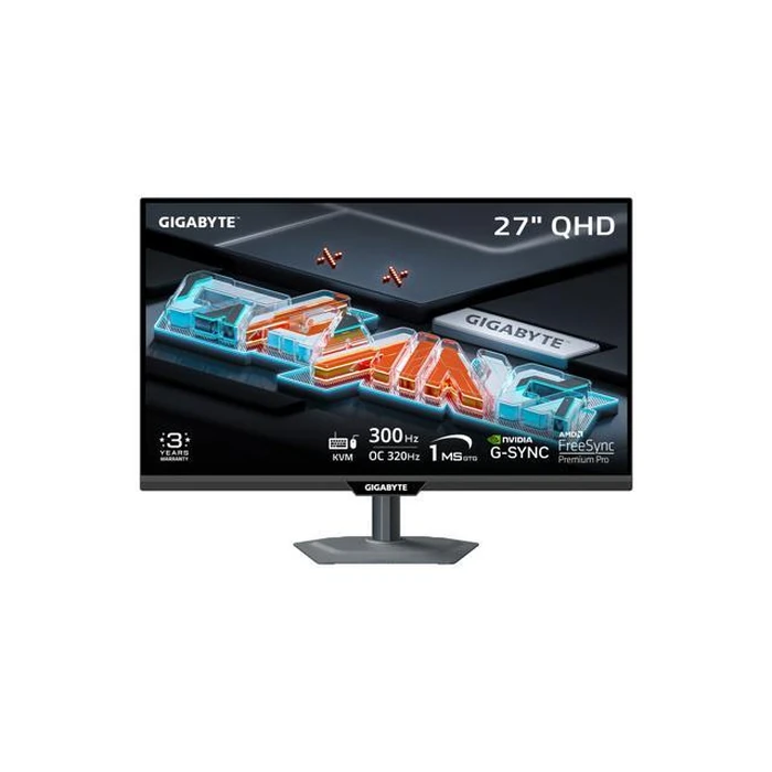 GIGABYTE 27" QHD 2K 1440P 300Hz/OC 320Hz IPS with AMD FreeSync Premium Pro & G-SYNC Compatible 1ms USB-C KVM Gaming Computer Monitor with Height by GIGABYTE - Image 1