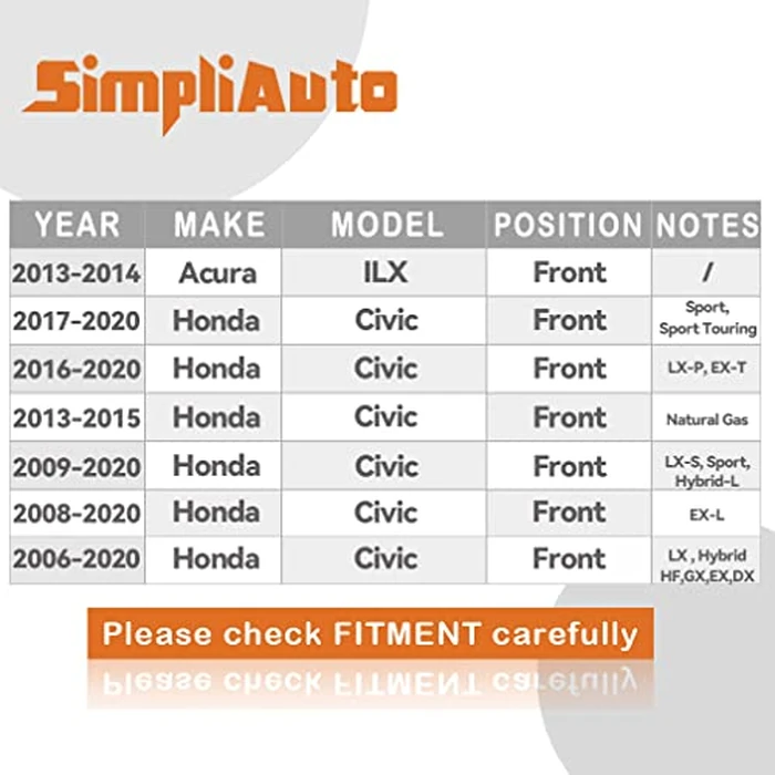 SimpliAuto 2 Pack of 510089 Front Wheel Bearing Hub Assembly Compatible with Acura ILX 2013 2014, Honda Civic 2006-20 LX Hybrid HF GX EX DX LX-P EX-T by SimpliAuto - Image 2