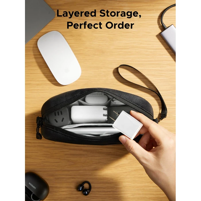UGREEN Travel Case Electronics Organizer, Tech Pouch Portable Cable/Charger Case with YYK Zipper, Waterproof, Multi-Layer Compatible for Game Cards/Hard Drive, Lightweight and Compact, S by UGREEN - Image 5