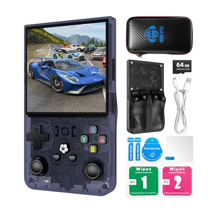 R36MAX Retro Handheld Game Console, 4.0 Inch 720x720 IPS Screen, 64GB Built-in 18,000+ Classic Game, Portable Hand Held Open Source Linux System, 4000mAh Battery Retro Gaming Console(Gray 64GB) by DVJQSN - Image 1