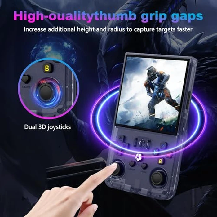 R36MAX Retro Handheld Game Console, 4.0 Inch 720x720 IPS Screen, 64GB Built-in 18,000+ Classic Game, Portable Hand Held Open Source Linux System, 4000mAh Battery Retro Gaming Console(Gray 64GB) by DVJQSN - Image 4