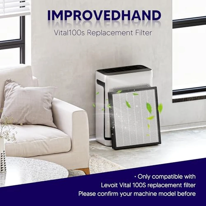 Improvedhand Vital 100S Replacement Filter Compatible With LEVOIT Vital 100S/100S-P Air Purifier, 3-in-1 Great High-Efficiency Materials With Activated Carbon Filter, 3 Pack, White by Improvedhand - Image 2