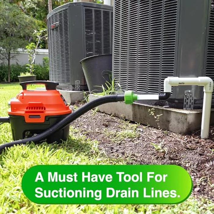 EZVAC - AC Drain Line Cleaner Adapter Evacuates & Unclog AC Drain Line - HVAC to PVC AC Drain Line Cleaner Tool - Universal Fit AC Drain Line Unclogger - AC Drain Line Cleaning Tool - Clear Visibility by EZVAC - Image 6