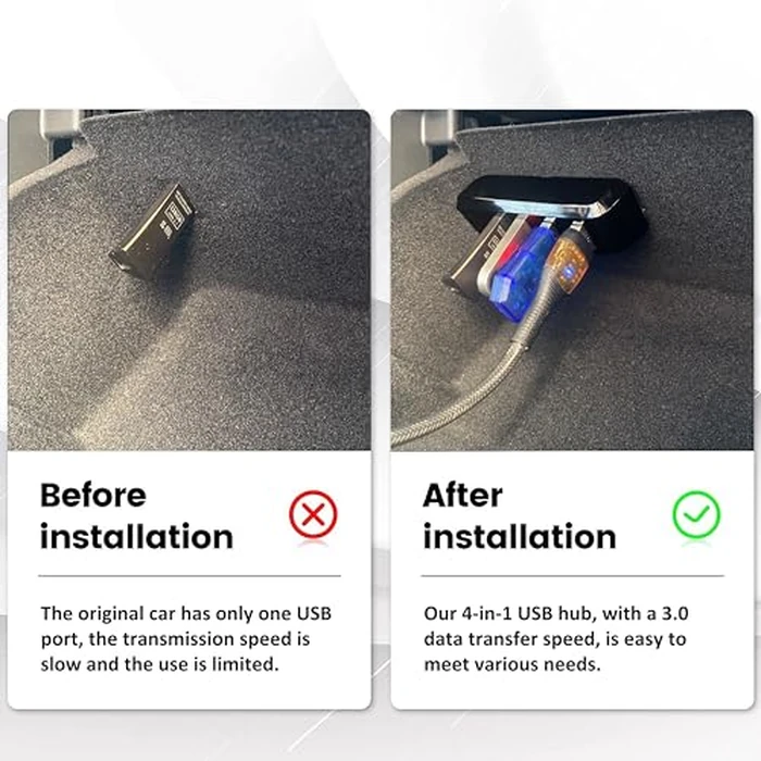 Leikaendi Glove Box USB Hub for Tesla Model Y 2021-2024 and Model 3 2021-2023, 4-in-1 Multiport Glovebox Docking Station Accessories for Dashcam Flash Drive Charger Data Transfer Games Music by Leikaendi - Image 3