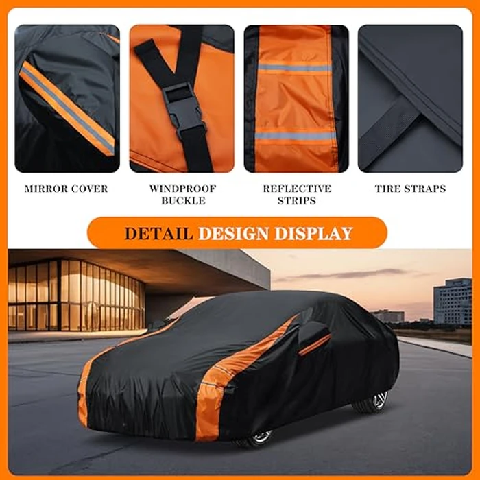 DYTARGET in Full Exterior Sedan Waterproof Car Cover All Weather, Waterproof,UV Resistant, Dustproof, and Snowproof Fit Toyota Camry,Tesla Model 3,Honda Accord,Nissan Altima,Kia K5 etc.Size A4 by DYTARGET - Image 3