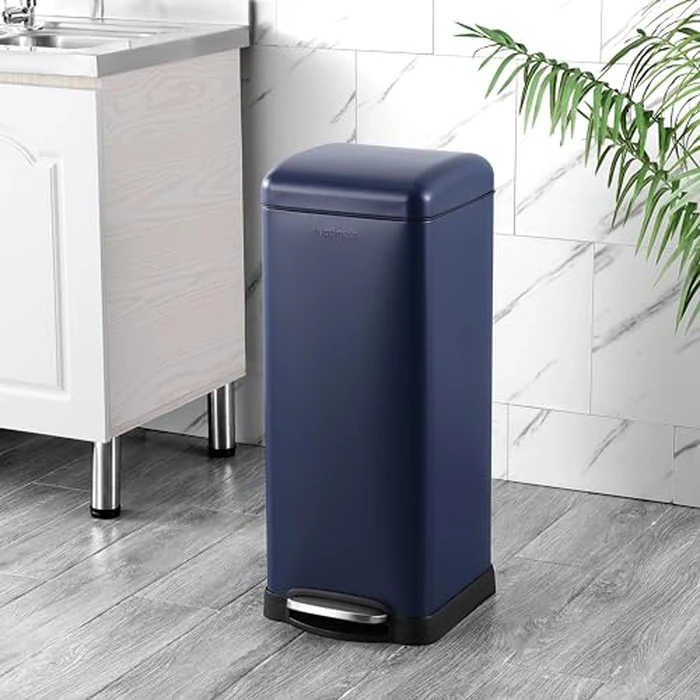 happimess HPM1007H Betty Retro 8-Gallon Step-Open Trash Can, Fingerprint Resistant, Modern, Minimalistic for Home, Kitchen, Laundry Room, Office, Bedroom, Bathroom, Denim Blue by happimess - Image 2